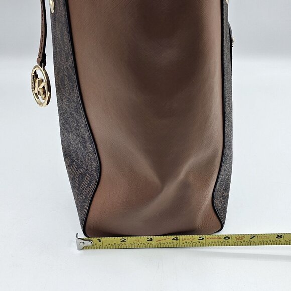 Michael Kors Walsh MK Logo Handbag Tote Purse Brown Tan Gold MSRP $278 - Picture 14 of 16